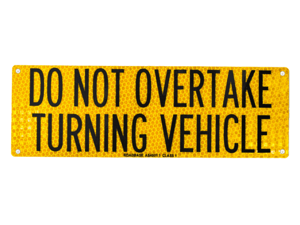 Do not overtake turning vehicle metal plate
