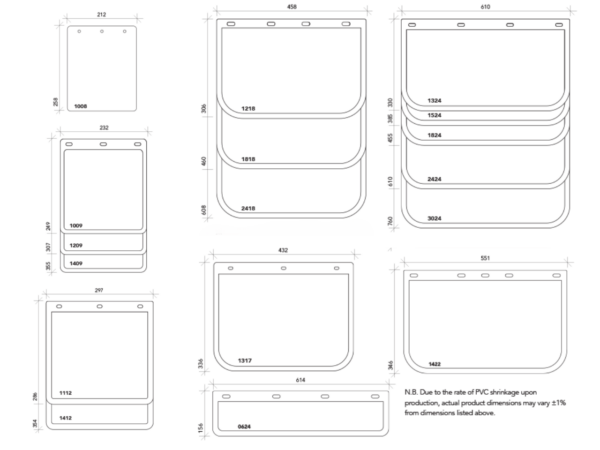 mudflap sizing