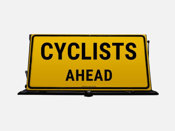 Cyclists Ahead Metal Sign on Manual Frame