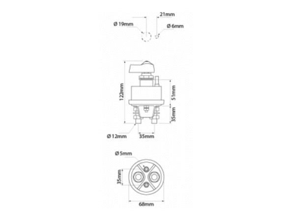 BMS-17 Fixed Handle Single Pole with Auxiliary Battery Master Switch