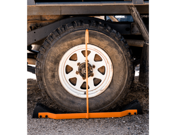 WCH-001 Wheel Chock Set with Handle in use