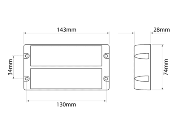 Slimline Dual-4 LED Warning Lamp