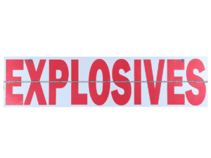 explosives hinged sign