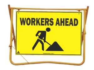 workers ahead swing stand