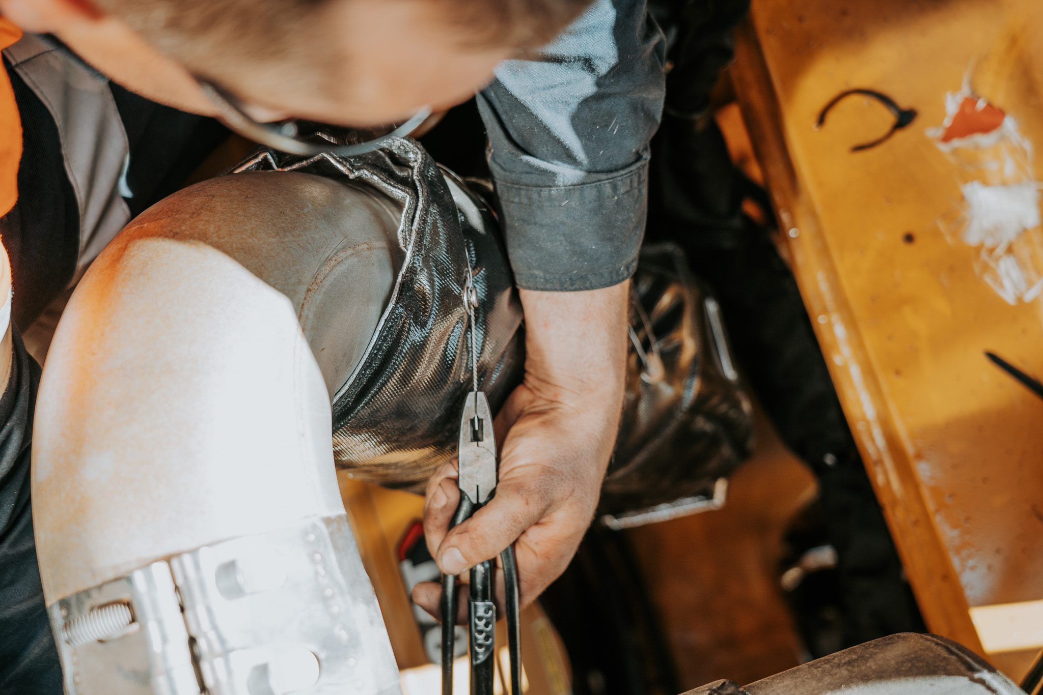 tying on thermal blankets