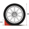 the size of a wheel chock compared to a wheel