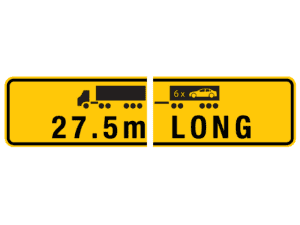 27.5m Long Road Train Warning 2 Piece Metal Sign