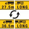 27.5m and 36.5m Long Road Train Warning Reversible 2 Piece Metal Sign